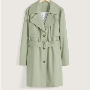 Addition Elle Green Single-Breasted Trench Coat 3X
